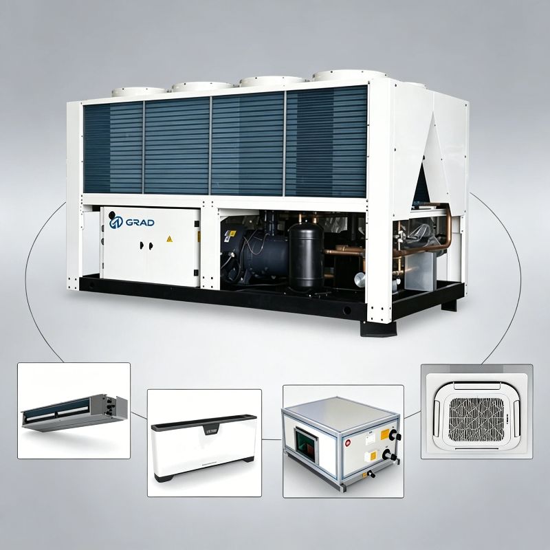 เครื่องทำความเย็นแบบสกรูระบายความร้อนด้วยอากาศ R407C